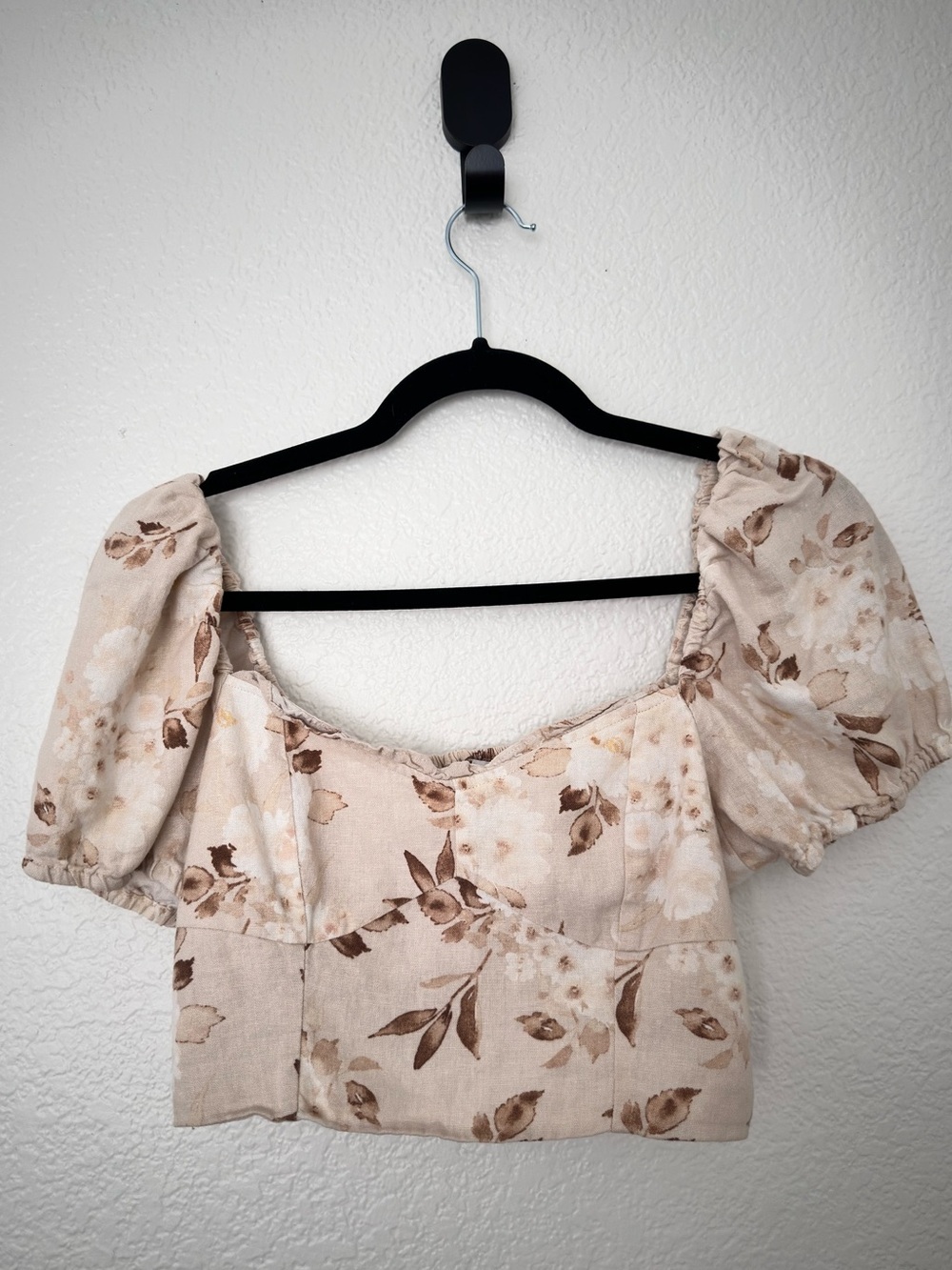 House of Harlow 1960 Floral Puff Sleeve Crop Top Size US 4